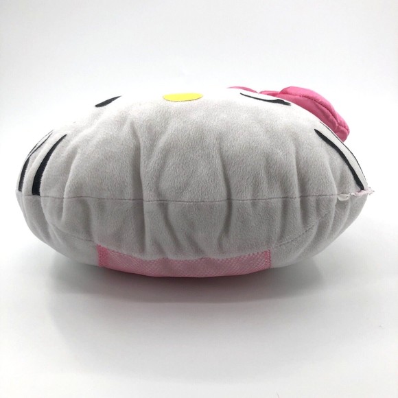 Hello Kitty Pillow Plush Winking Face Head Shape Zipper Pocket Pink Bow 13" FLAW - Picture 5 of 13